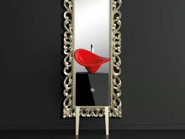 MONNALISA PRESTIGE FLOWER RED FERRARI - Single wooden vanity unit with mirror by Glass Design - view 2